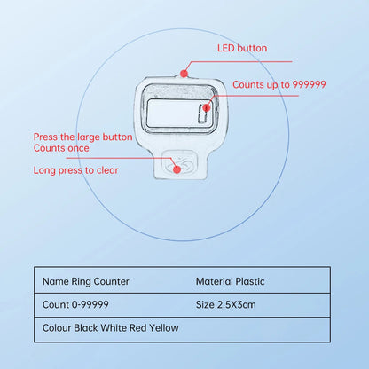Electronic LED Counter Digital Finger Clicker Handheld Ring Click Lap Counter Event Clicker Finger Counters Golf Lap Counting
