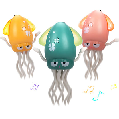 Electronic Dancing Squid Toys with Light&Music Funny Induction Lying Flat Squid Toddler Interactive Development Tummy Time Gifts